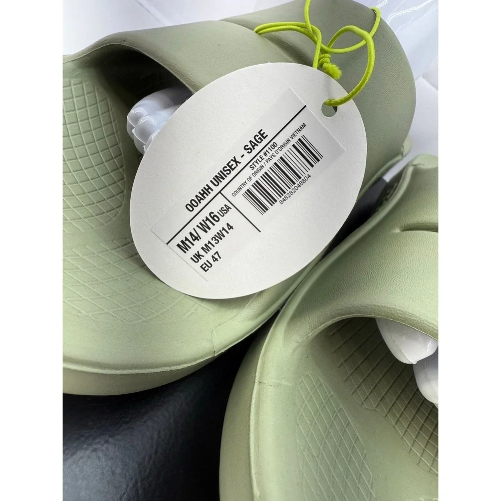OOFOS OOahh‎ Recovery Slide Mens Size 14 Sage Green Slip On Comfort Sandals NEW